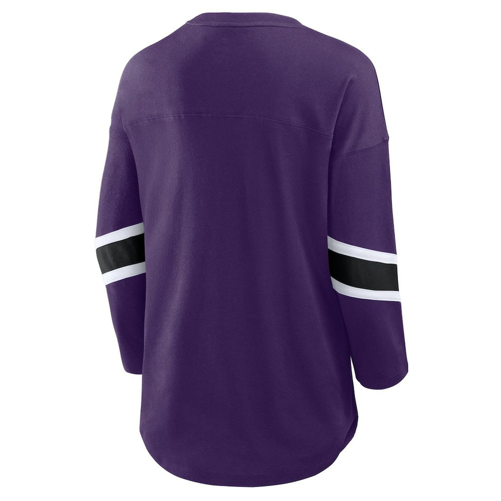 Baltimore Ravens Women's Plus Size Redzone 3/4-Sleeve Scoop Neck T-Shirt Purple - Fanatics