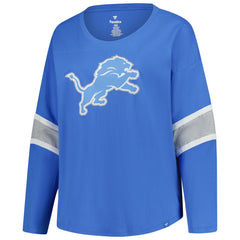 Detroit Lions Women's Plus Size Redzone 3/4-Sleeve Scoop Neck T-Shirt Blue - Fanatics