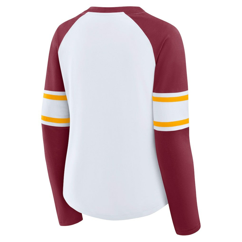 Washington Commanders Women's Plus Size Redzone Lace Up Long Sleeve T-Shirt White - Fanatics