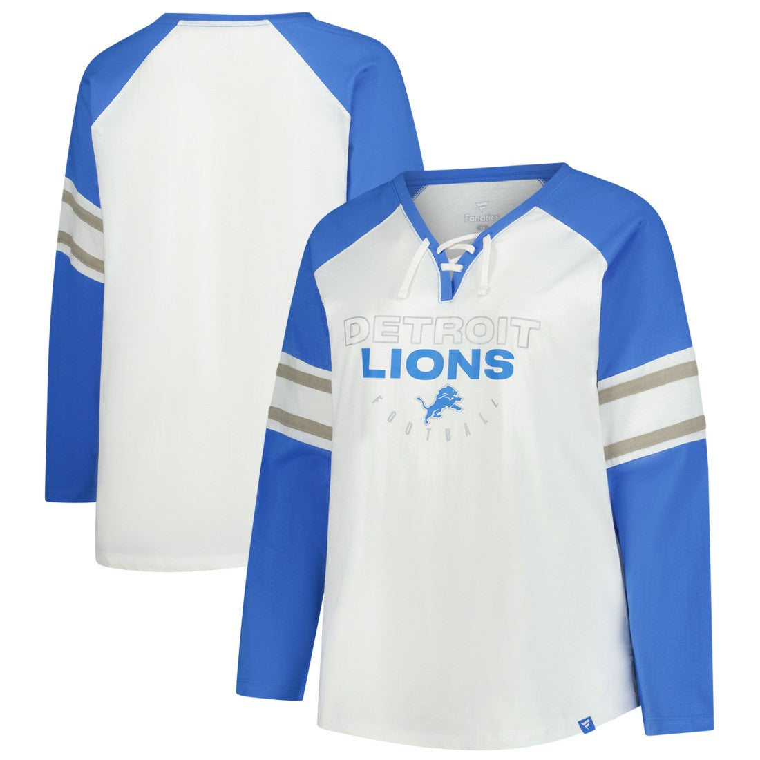 Detroit Lions Women's Plus Size Redzone Lace Up Long Sleeve T-Shirt White - Fanatics