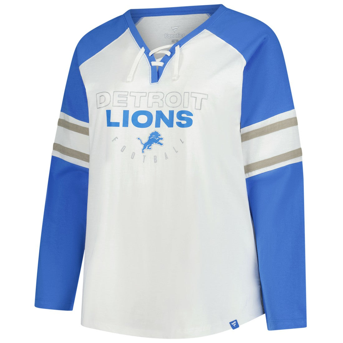 Detroit Lions Women's Plus Size Redzone Lace Up Long Sleeve T-Shirt White - Fanatics
