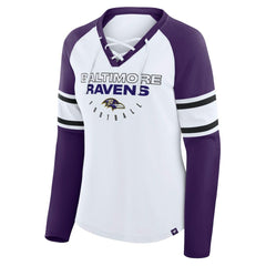 Baltimore Ravens Women's Plus Size Redzone Lace Up Long Sleeve T-Shirt White - Fanatics