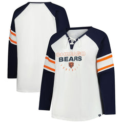 Chicago Bears Women's Plus Size Redzone Lace Up Long Sleeve T-Shirt White - Fanatics