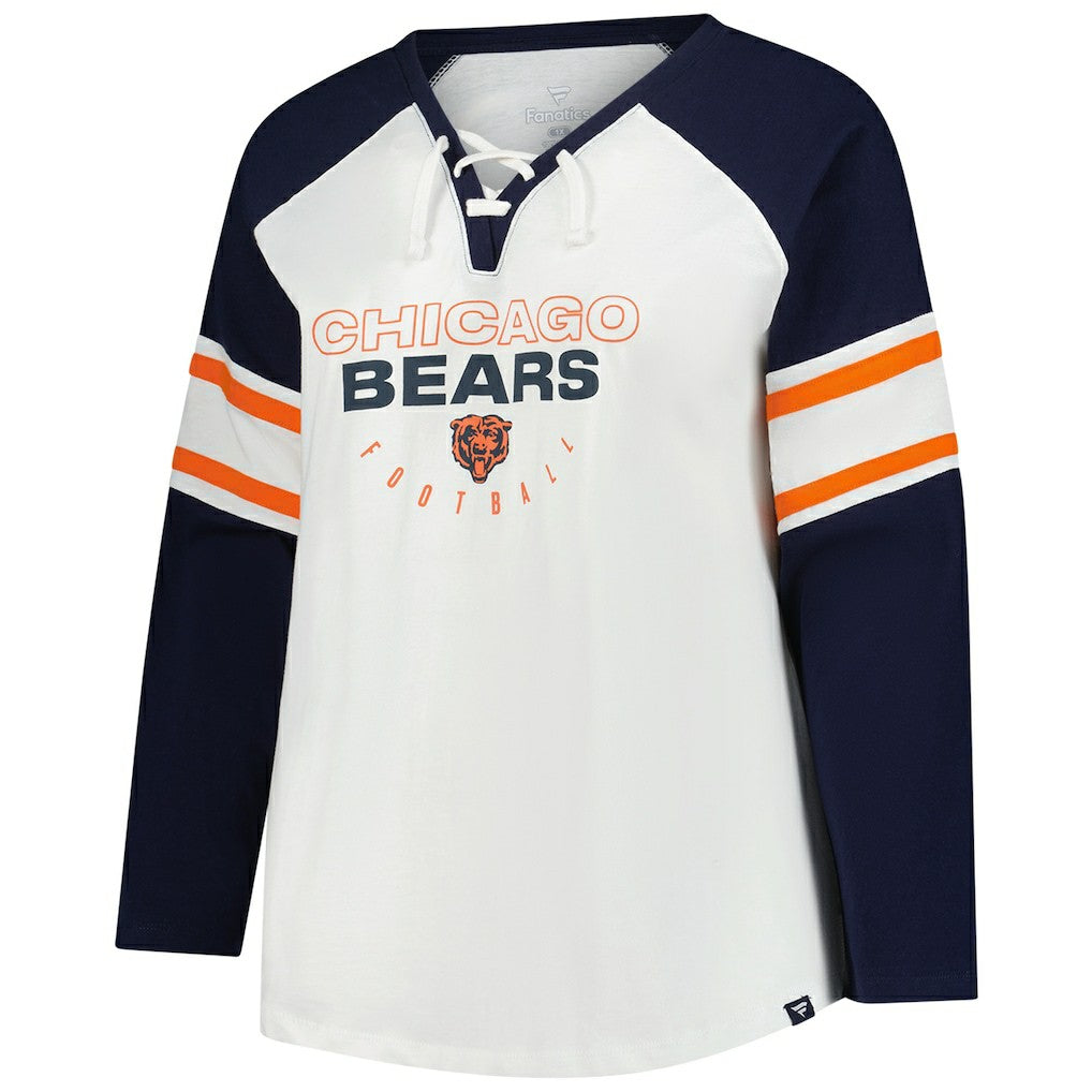 Chicago Bears Women's Plus Size Redzone Lace Up Long Sleeve T-Shirt White - Fanatics