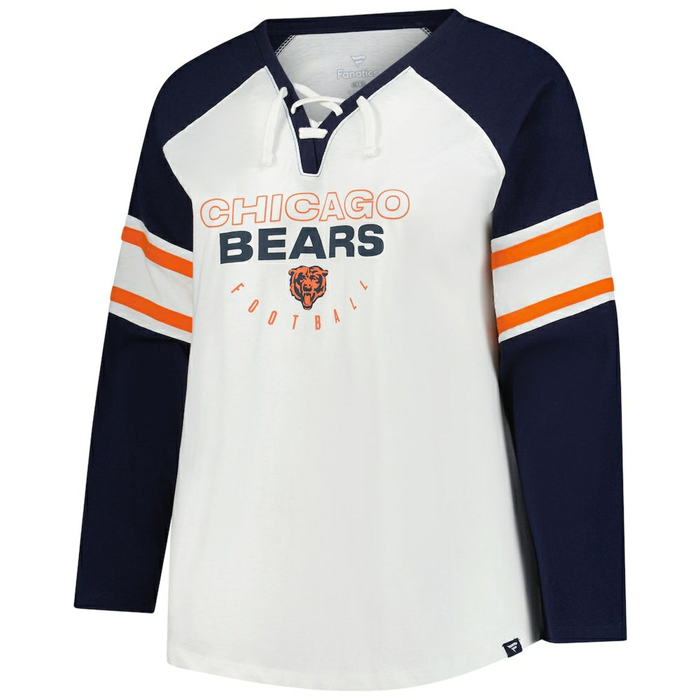 Chicago Bears Women's Plus Size Redzone Lace Up Long Sleeve T-Shirt White - Fanatics