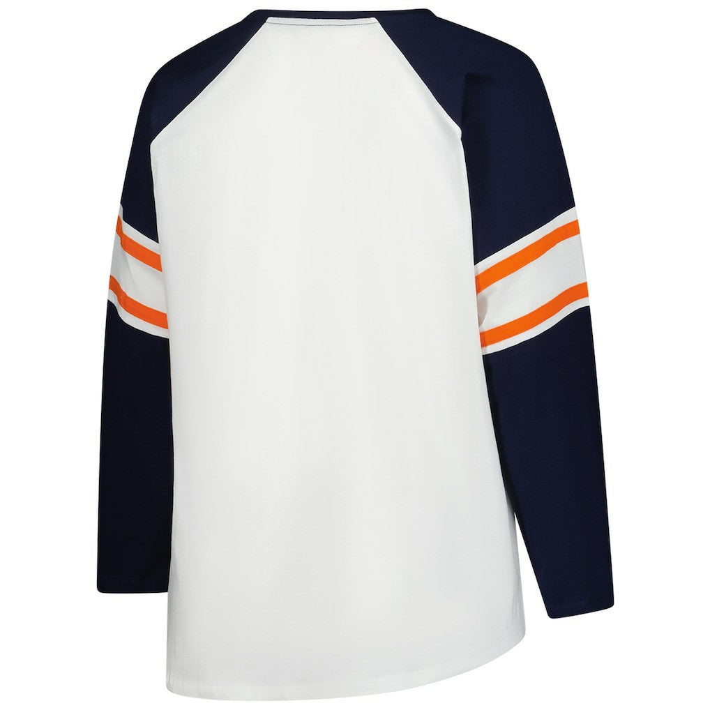 Chicago Bears Women's Plus Size Redzone Lace Up Long Sleeve T-Shirt White - Fanatics
