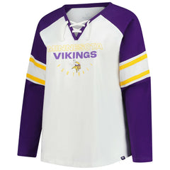Minnesota Vikings Women's Plus Size Redzone Lace Up Long Sleeve T-Shirt White - Fanatics