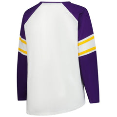 Minnesota Vikings Women's Plus Size Redzone Lace Up Long Sleeve T-Shirt White - Fanatics