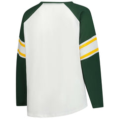 Green Bay Packers Women's Plus Size Redzone Lace Up Long Sleeve T-Shirt White - Fanatics