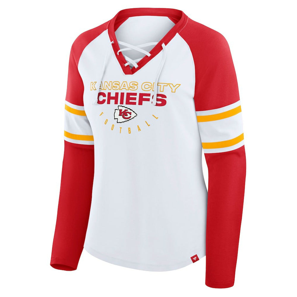 Kansas City Chiefs Women's Plus Size Redzone Lace Up Long Sleeve T-Shirt White - Fanatics
