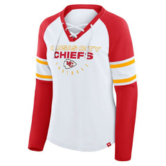 Kansas City Chiefs Women's Plus Size Redzone Lace Up Long Sleeve T-Shirt White - Fanatics