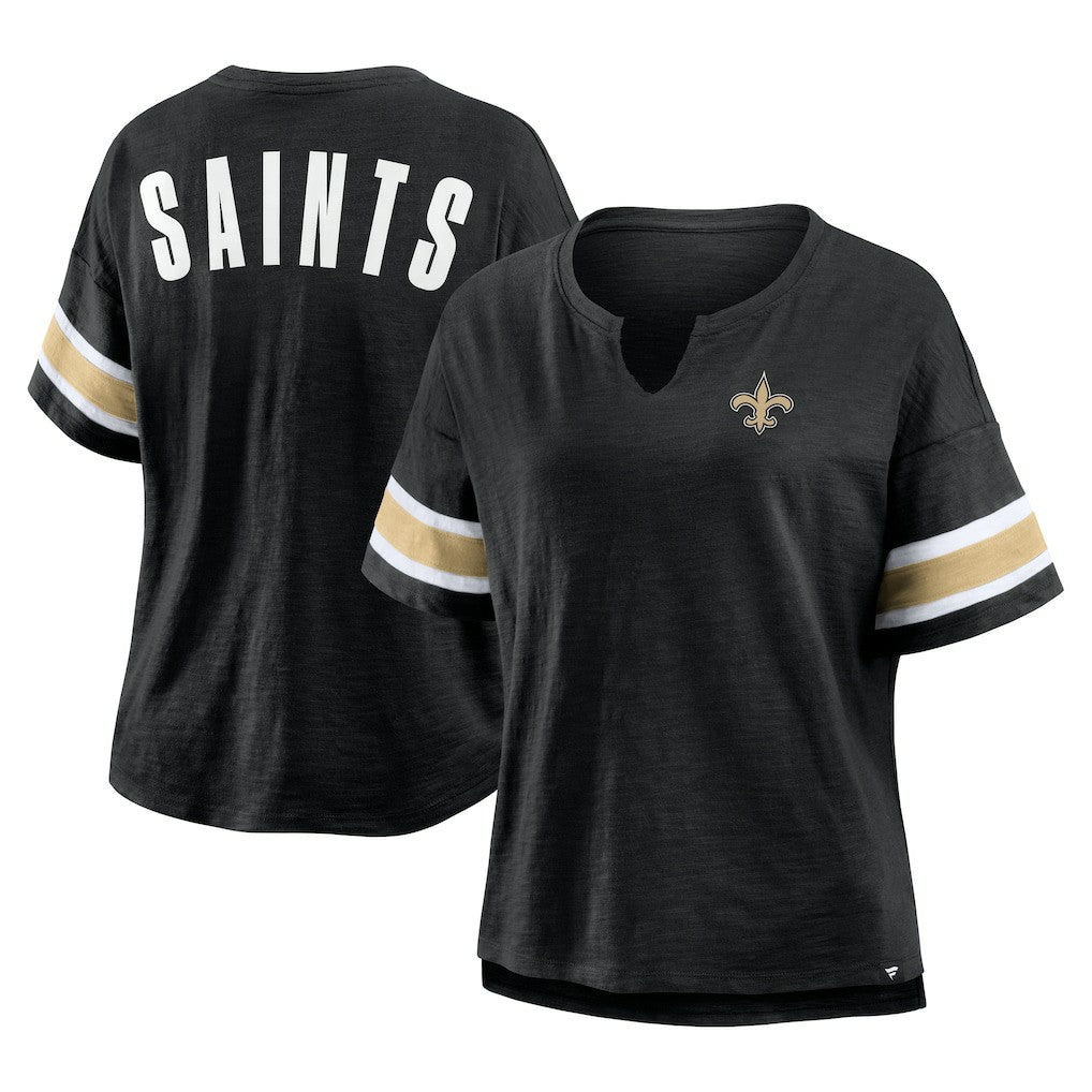 New Orleans Saints Women's Plus Size Redzone Notch Neck T-Shirt Black - Fanatics