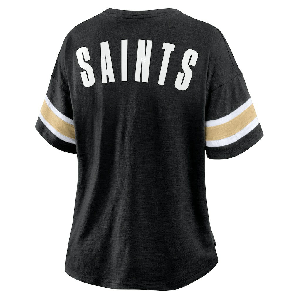 New Orleans Saints Women's Plus Size Redzone Notch Neck T-Shirt Black - Fanatics
