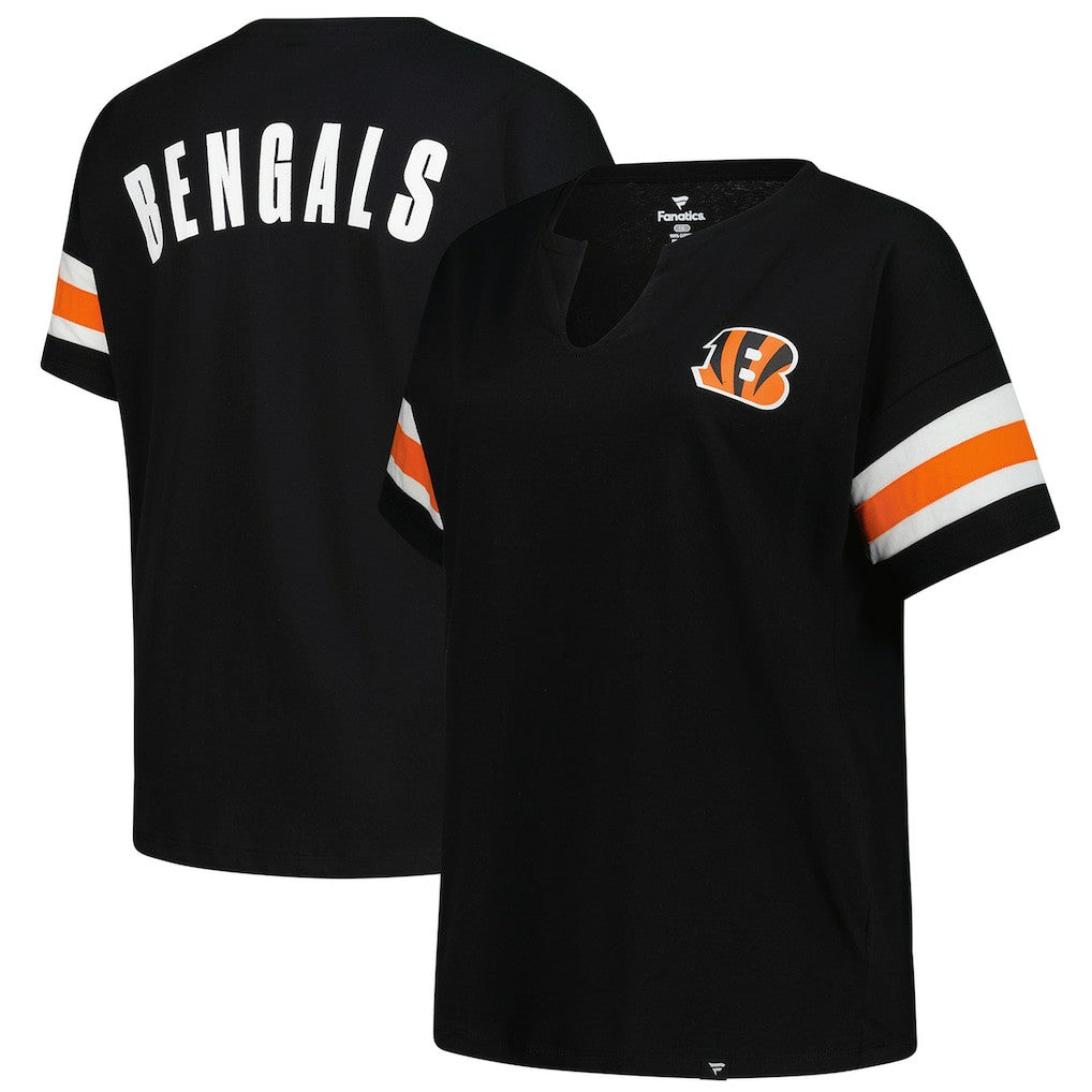 Cincinnati Bengals Women's Plus Size Redzone Notch Neck T-Shirt Black - Fanatics