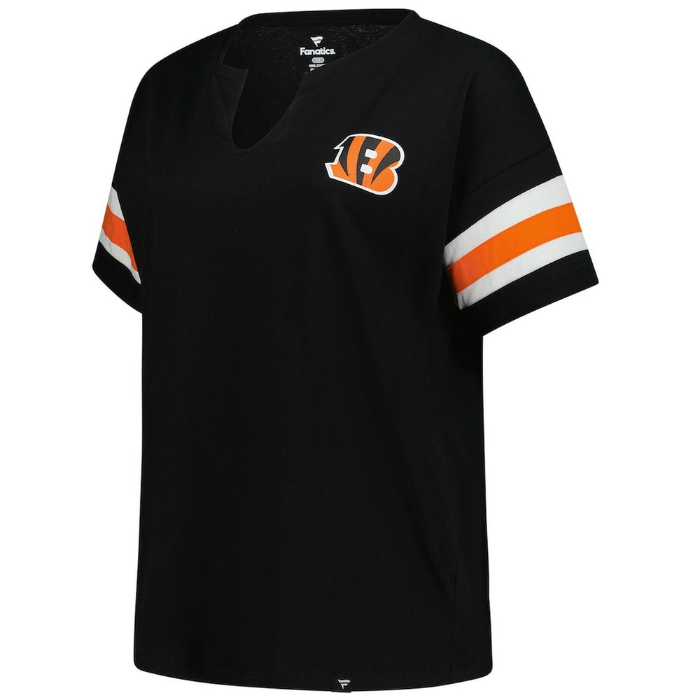 Cincinnati Bengals Women's Plus Size Redzone Notch Neck T-Shirt Black - Fanatics