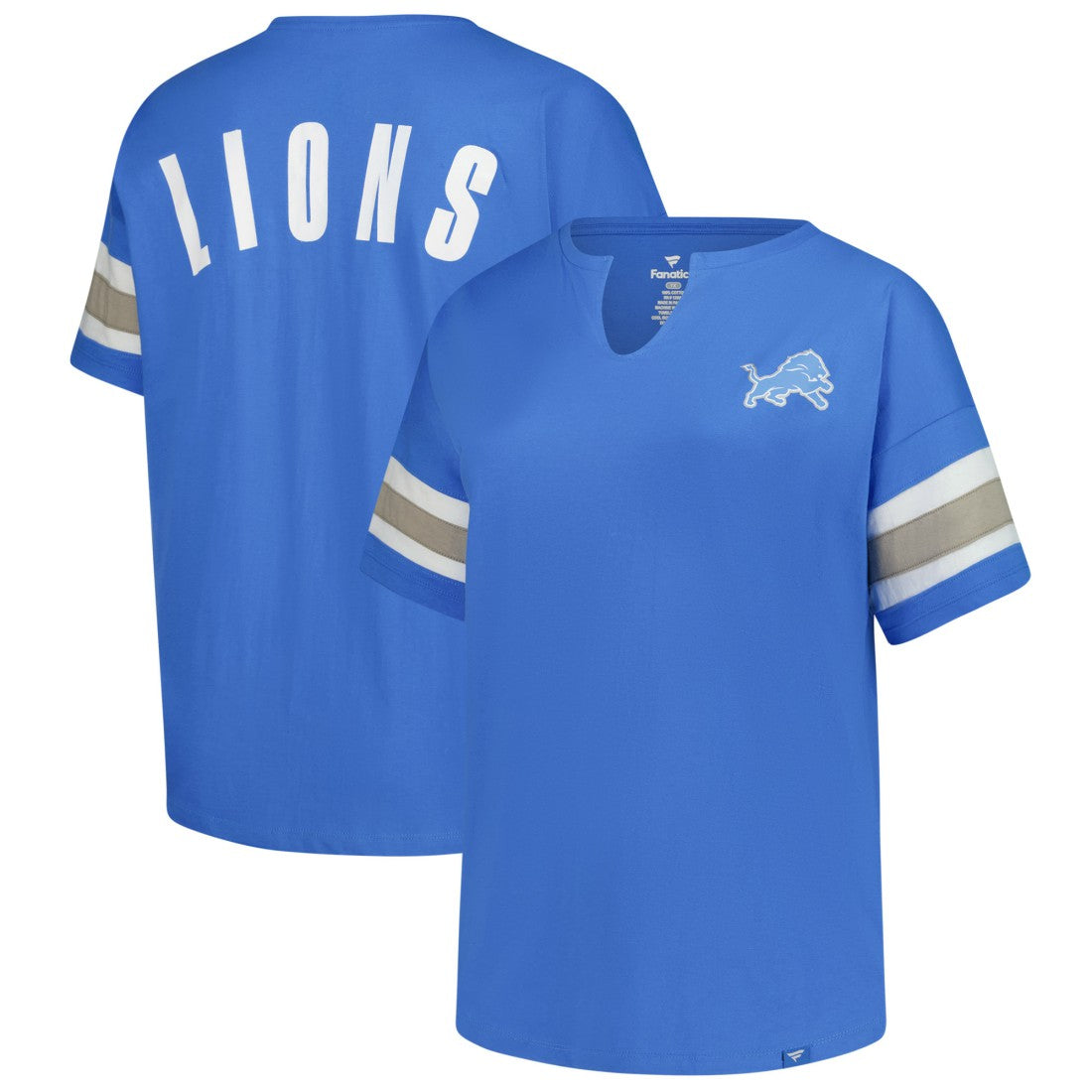 Detroit Lions Women's Plus Size Redzone Notch Neck T-Shirt Blue - Fanatics