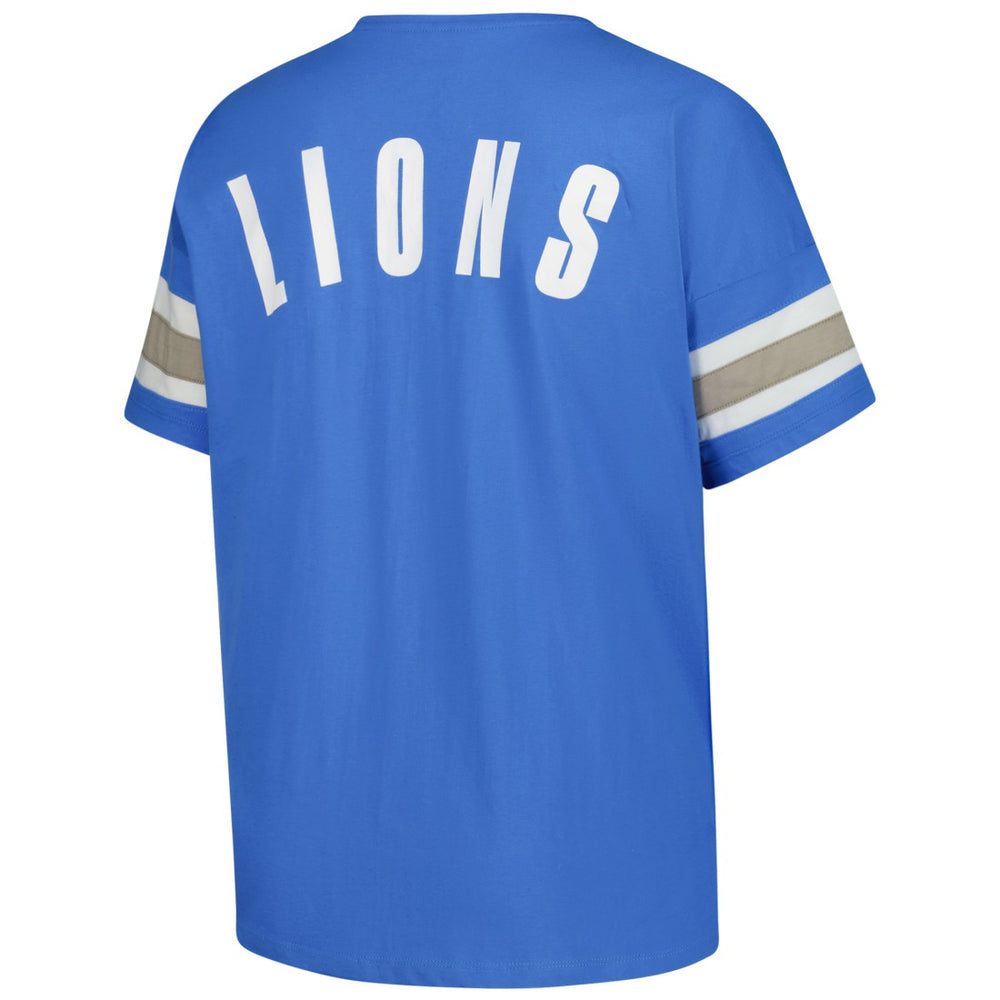 Detroit Lions Women's Plus Size Redzone Notch Neck T-Shirt Blue - Fanatics