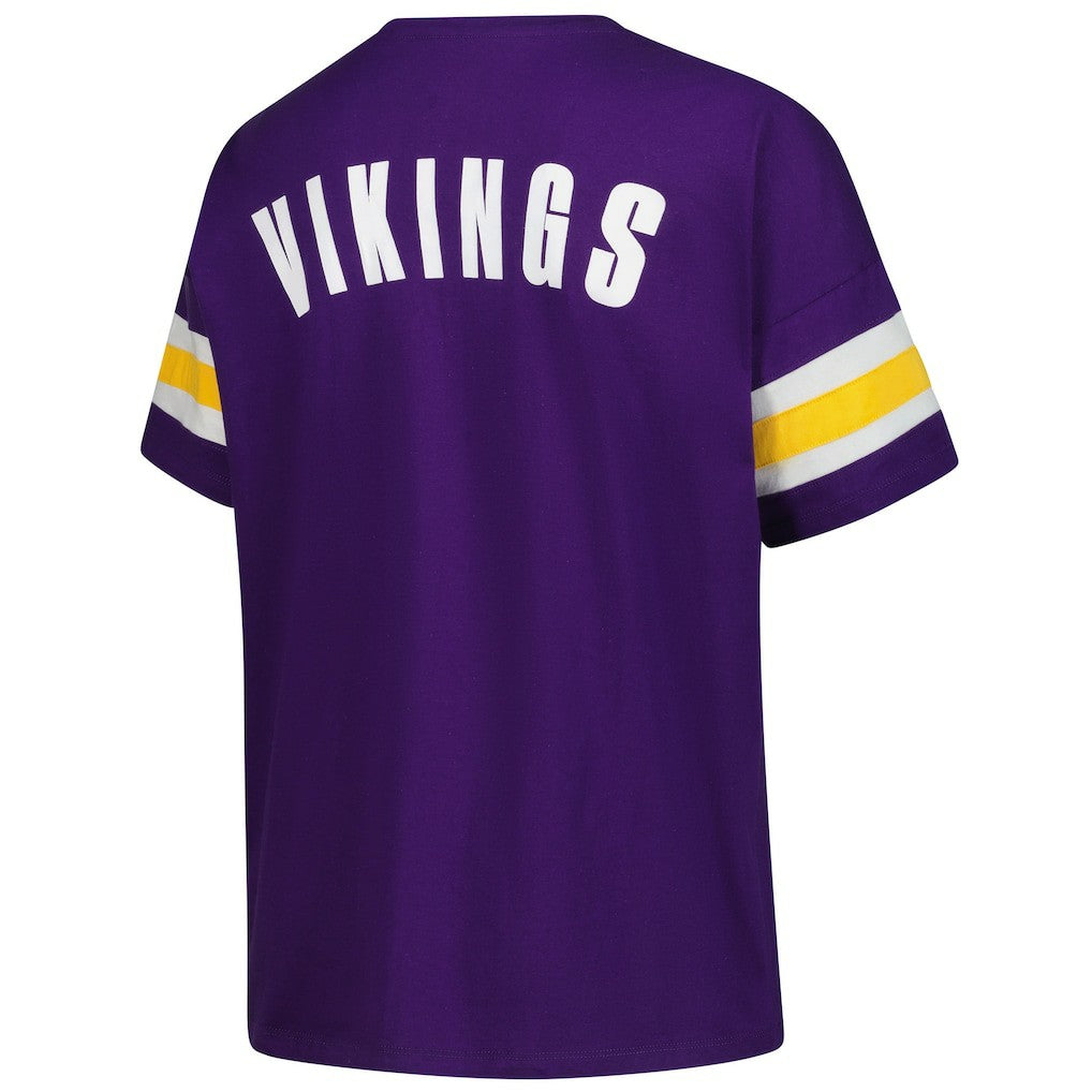 Minnesota Vikings Women's Plus Size Redzone Notch Neck T-Shirt Purple - Fanatics
