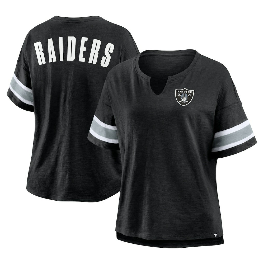 Las Vegas Raiders Women's Plus Size Redzone Notch Neck T-Shirt Black - Fanatics
