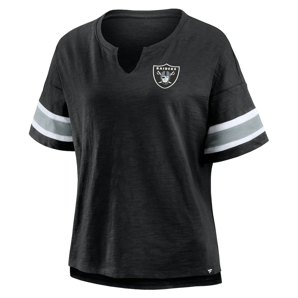 Las Vegas Raiders Women's Plus Size Redzone Notch Neck T-Shirt Black - Fanatics