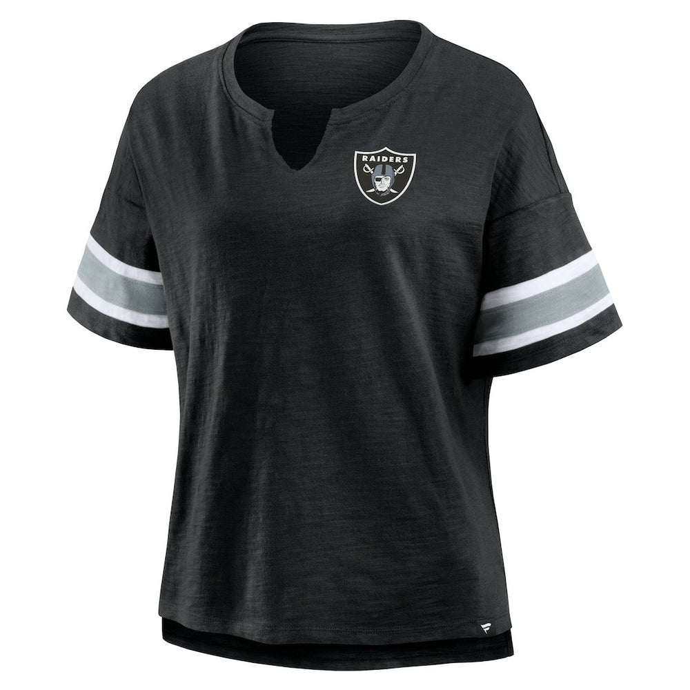 Las Vegas Raiders Women's Plus Size Redzone Notch Neck T-Shirt Black - Fanatics