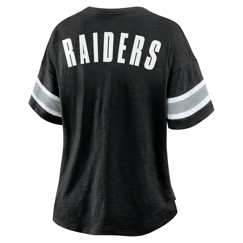 Las Vegas Raiders Women's Plus Size Redzone Notch Neck T-Shirt Black - Fanatics