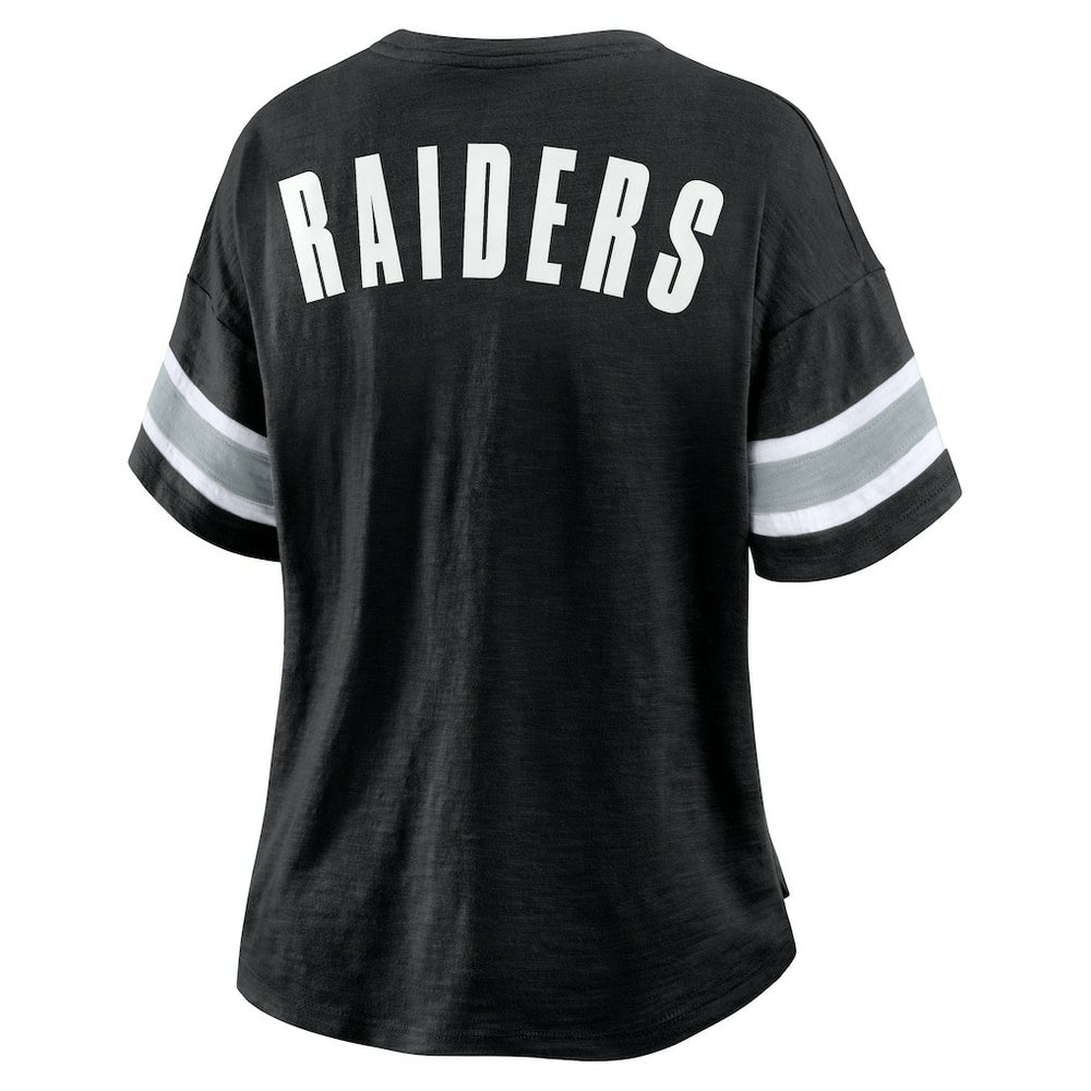 Las Vegas Raiders Women's Plus Size Redzone Notch Neck T-Shirt Black - Fanatics