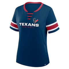 Houston Texans Women's Plus Size Red Zone Athena Lace-Up V-Notch Neck T-Shirt Navy - Fanatics