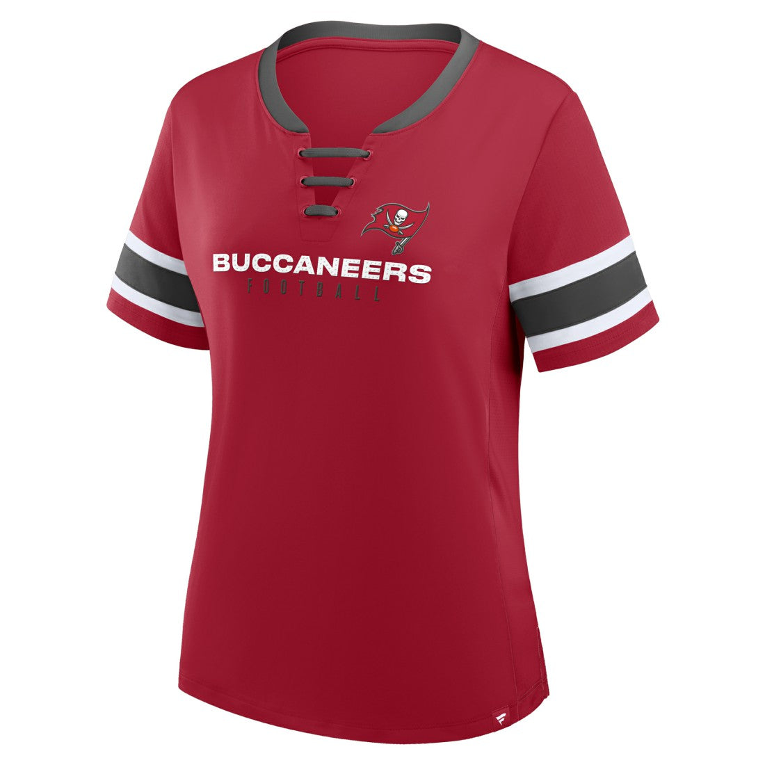 Tampa Bay Buccaneers Women's Plus Size Red Zone Athena Lace-Up V-Notch Neck T-Shirt Red - Fanatics