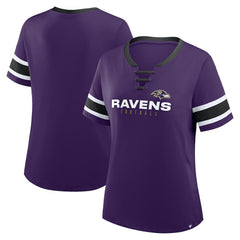 Baltimore Ravens Women's Plus Size Red Zone Athena Lace-Up V-Notch Neck T-Shirt Purple - Fanatics