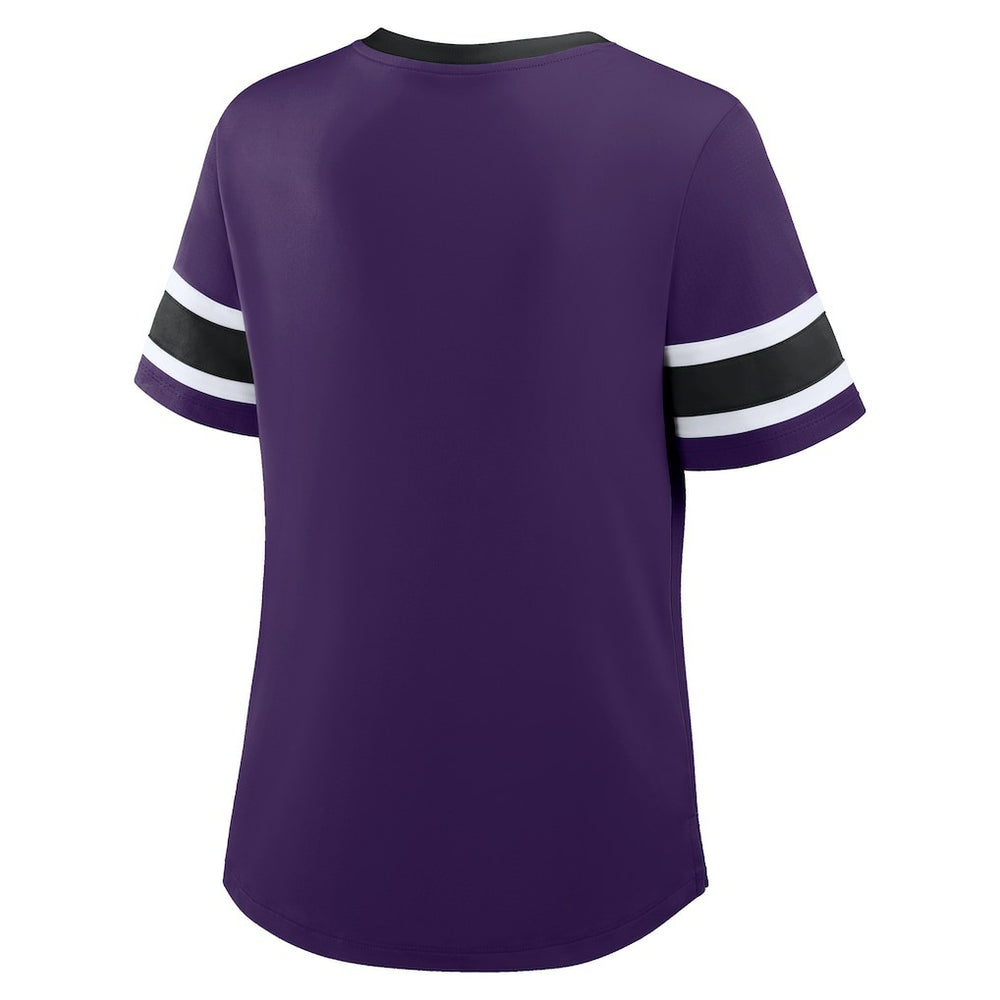 Baltimore Ravens Women's Plus Size Red Zone Athena Lace-Up V-Notch Neck T-Shirt Purple - Fanatics
