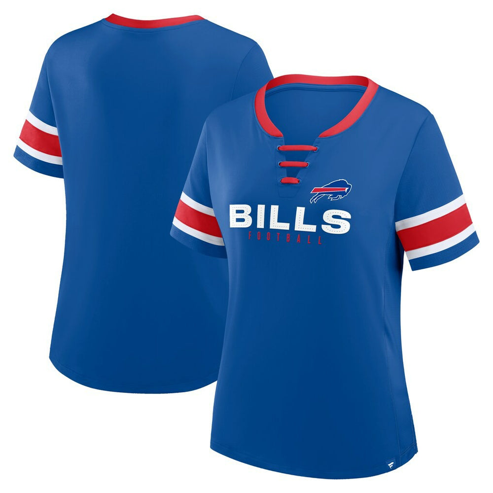 Buffalo Bills Women's Plus Size Red Zone Athena Lace-Up V-Notch Neck T-Shirt Royal - Fanatics