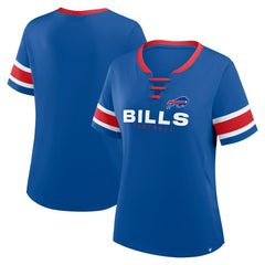 Buffalo Bills Women's Plus Size Red Zone Athena Lace-Up V-Notch Neck T-Shirt Royal - Fanatics