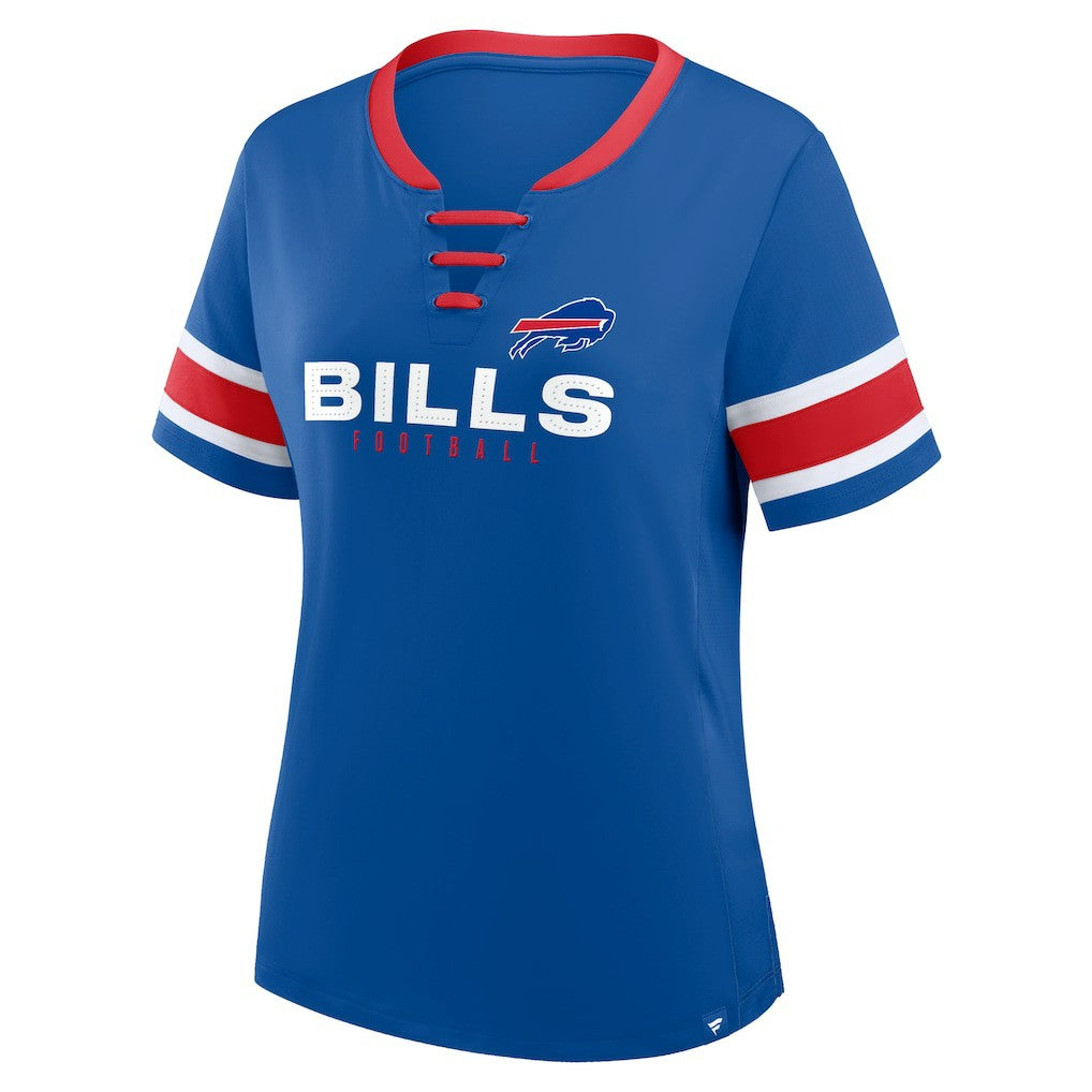 Buffalo Bills Women's Plus Size Red Zone Athena Lace-Up V-Notch Neck T-Shirt Royal - Fanatics