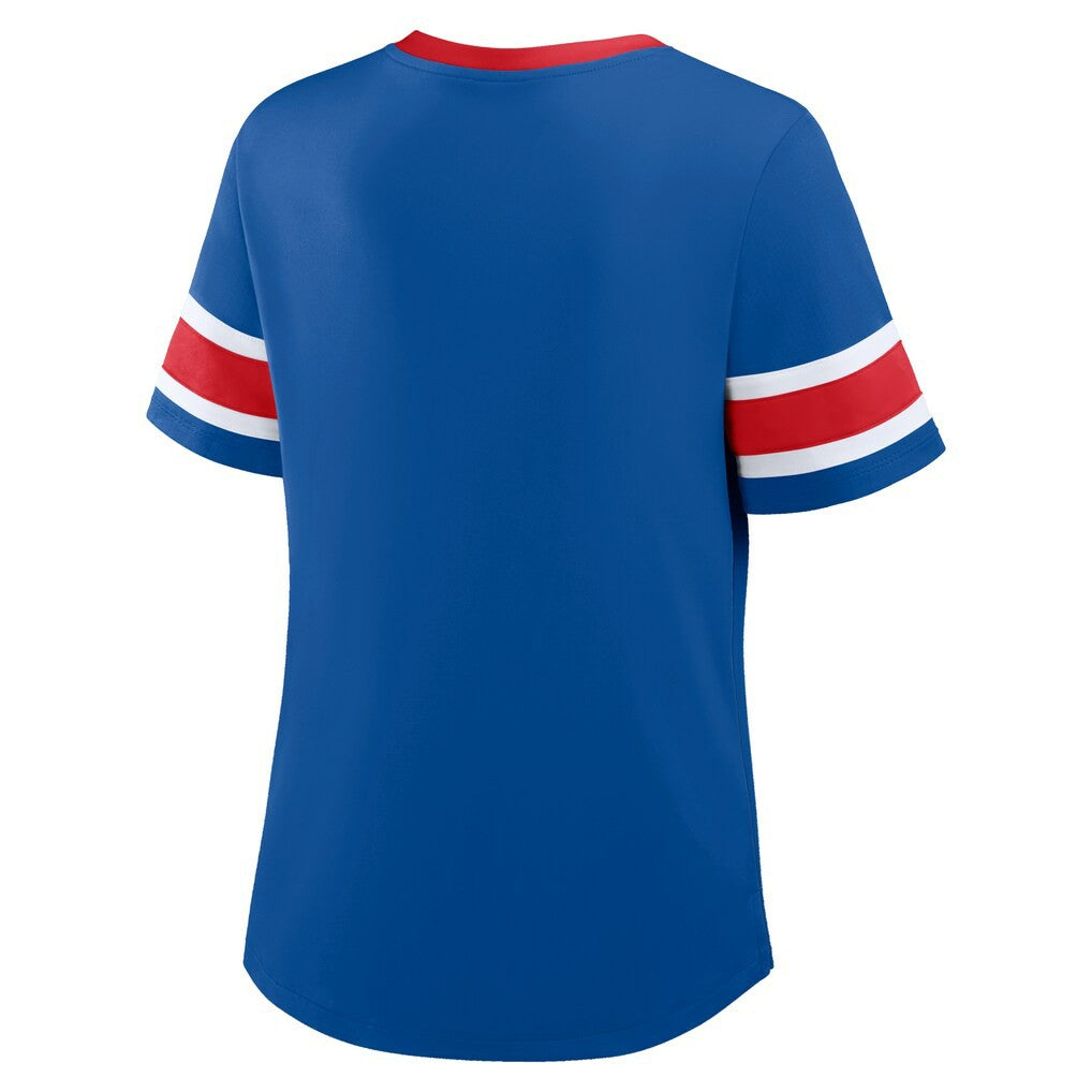 Buffalo Bills Women's Plus Size Red Zone Athena Lace-Up V-Notch Neck T-Shirt Royal - Fanatics