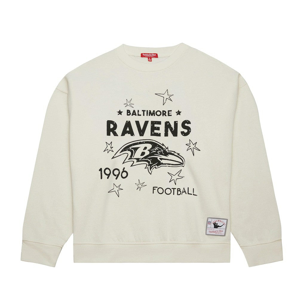 Baltimore Ravens Women's Plus Size Shooting Star Sweatshirt Cream - Mitchell & Ness