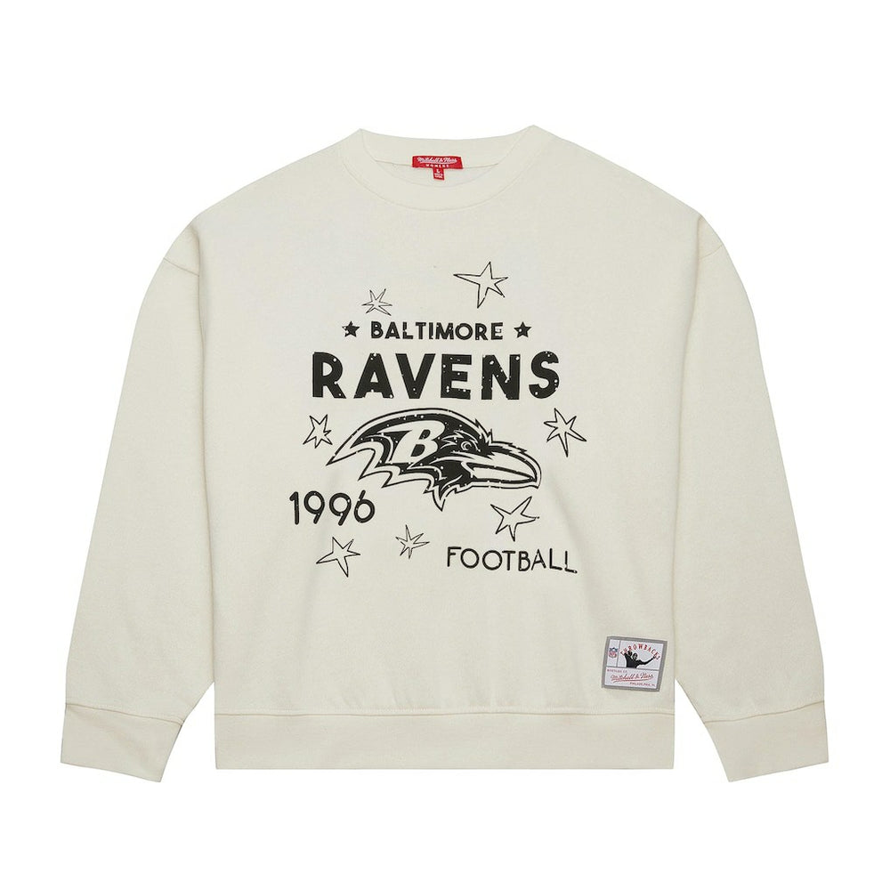 Baltimore Ravens Women's Plus Size Shooting Star Sweatshirt Cream - Mitchell & Ness