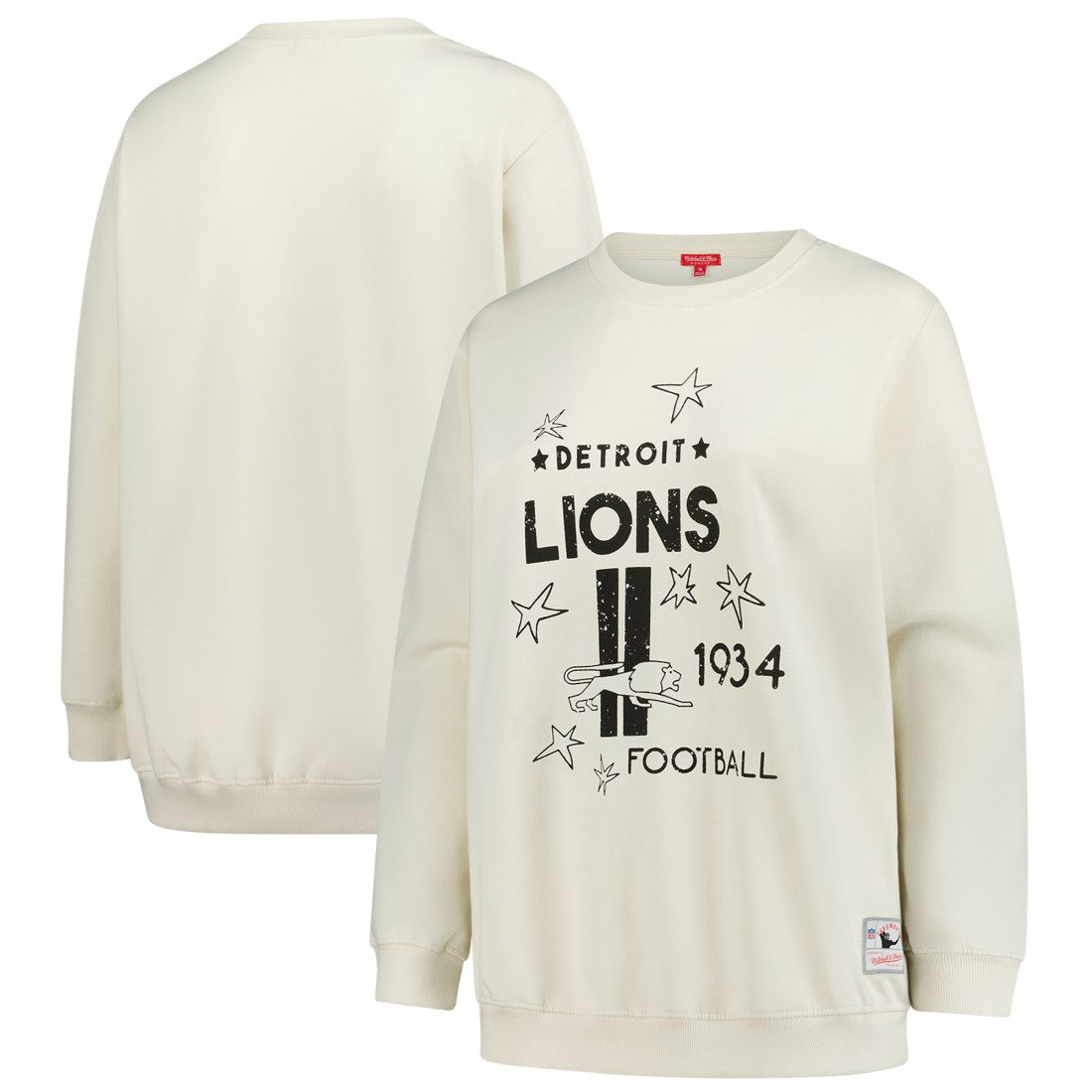 Detroit Lions Women's Plus Size Shooting Star Sweatshirt Cream - Mitchell & Ness
