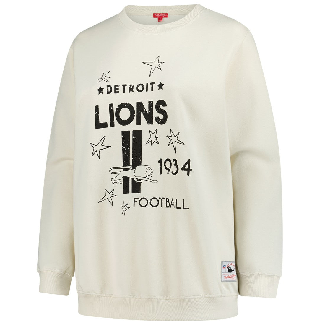 Detroit Lions Women's Plus Size Shooting Star Sweatshirt Cream - Mitchell & Ness