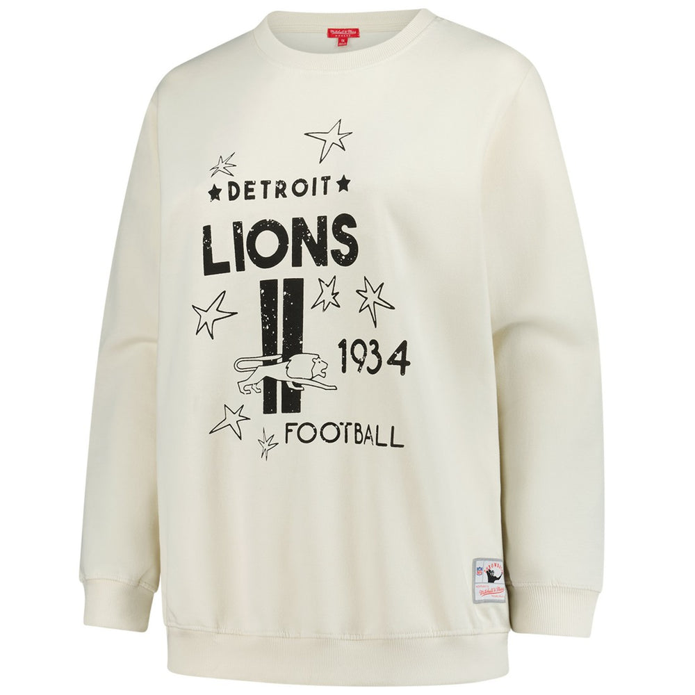 Detroit Lions Women's Plus Size Shooting Star Sweatshirt Cream - Mitchell & Ness