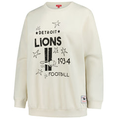 Detroit Lions Women's Plus Size Shooting Star Sweatshirt Cream - Mitchell & Ness