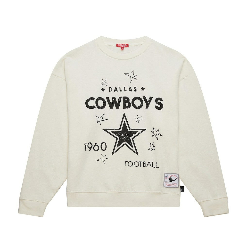 Dallas Cowboys Women's Plus Size Shooting Star Sweatshirt Cream - Mitchell & Ness