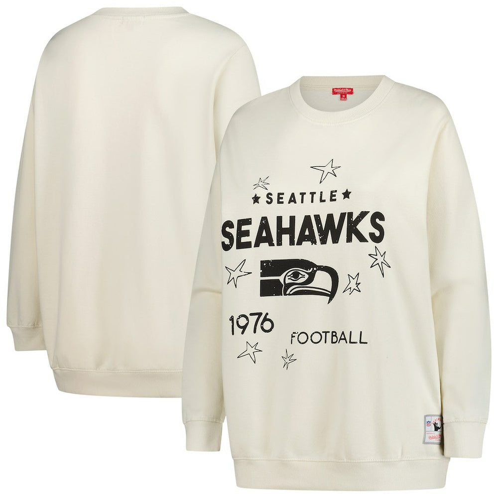 Seattle Seahawks Women's Plus Size Shooting Star Sweatshirt Cream - Mitchell & Ness