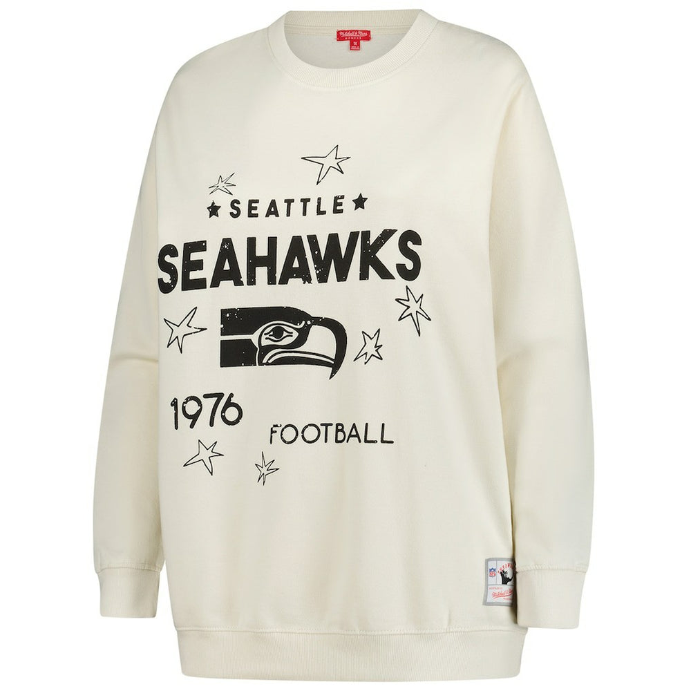 Seattle Seahawks Women's Plus Size Shooting Star Sweatshirt Cream - Mitchell & Ness
