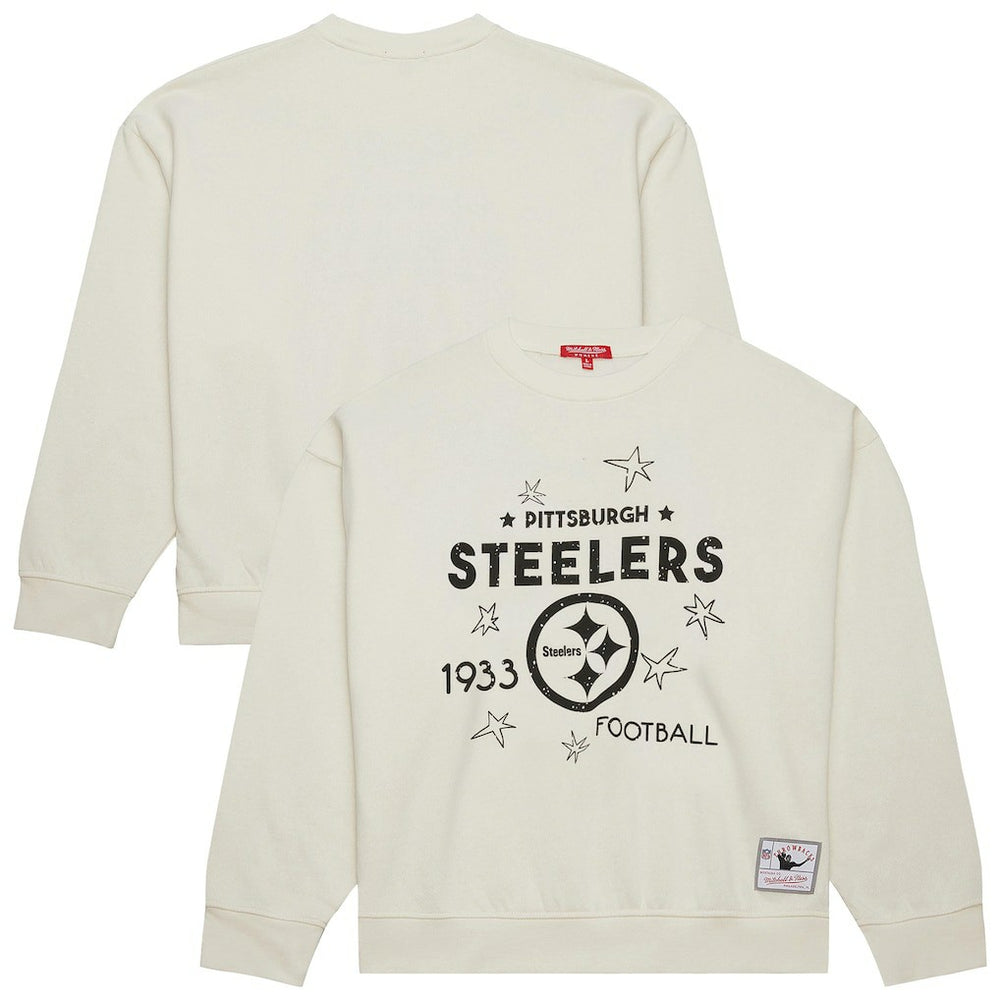 Pittsburgh Steelers Women's Plus Size Shooting Star Sweatshirt Cream - Mitchell & Ness