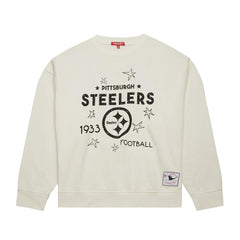 Pittsburgh Steelers Women's Plus Size Shooting Star Sweatshirt Cream - Mitchell & Ness