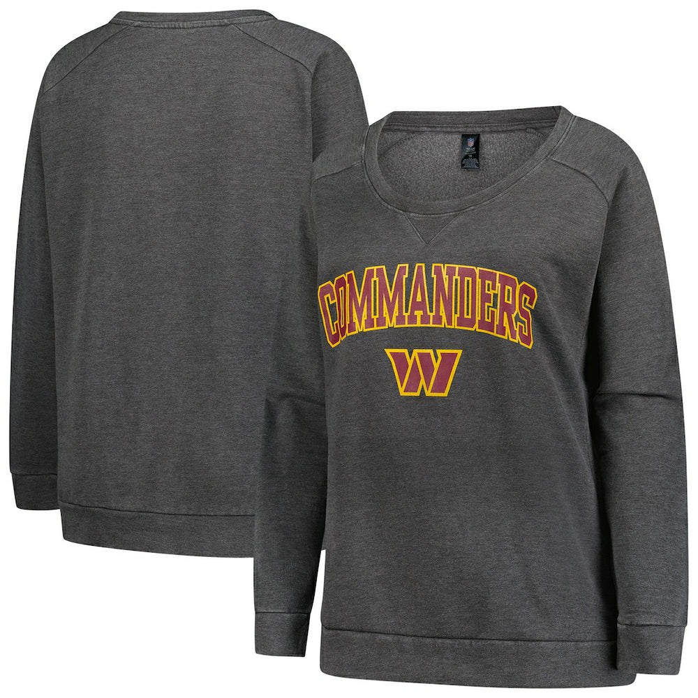 Washington Commanders Profile Women's Plus Size Acid Wash Raglan Sweatshirt Charcoal - NFL