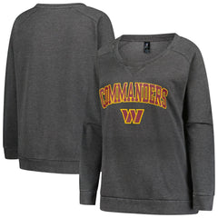 Washington Commanders Profile Women's Plus Size Acid Wash Raglan Sweatshirt Charcoal - NFL
