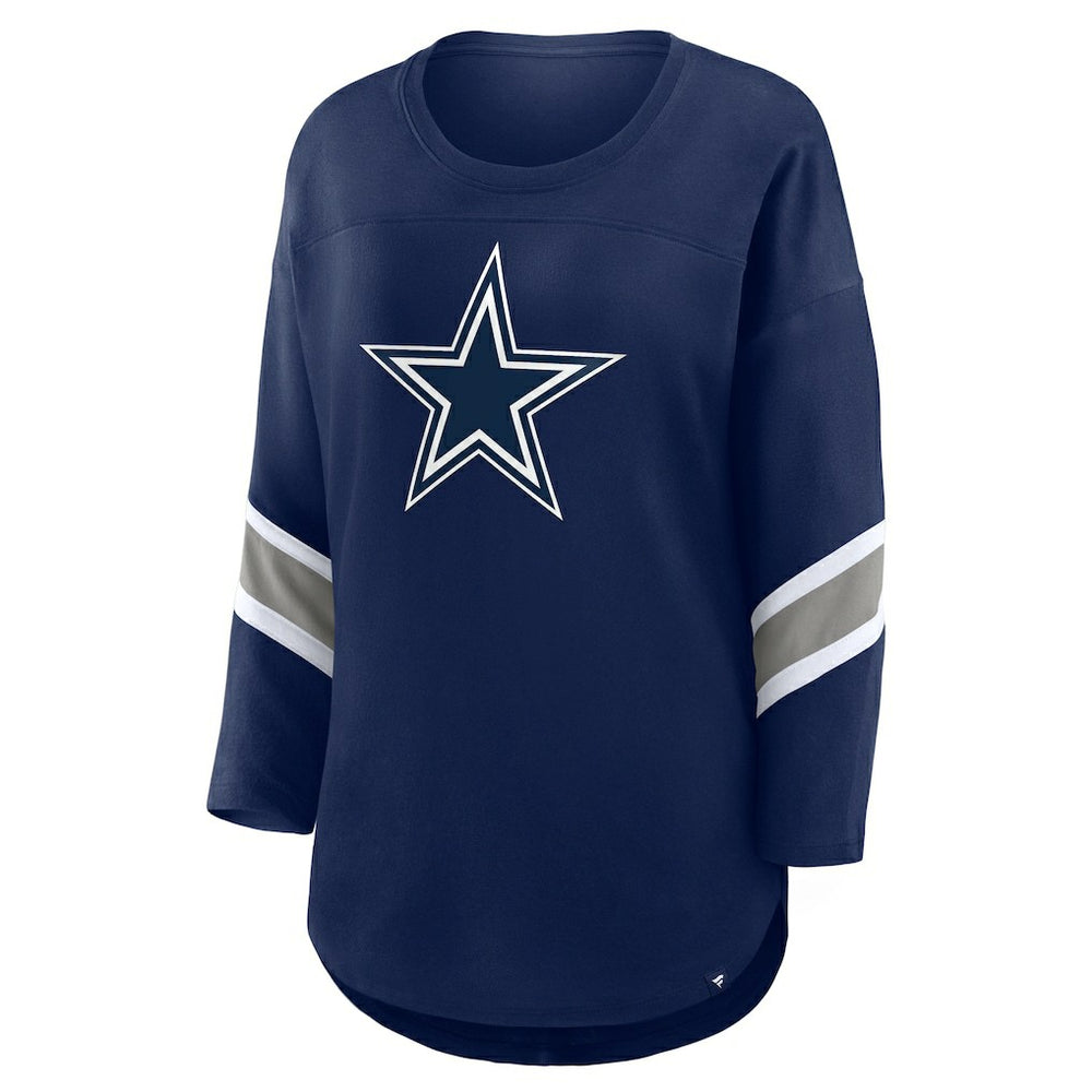 Dallas Cowboys Women's Plus Size Redzone 3/4-Sleeve Scoop Neck T-Shirt Navy - Fanatics