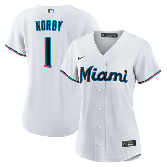 Connor Norby Miami Marlins Nike Women's Home Replica Jersey - White | MLB Jerseys